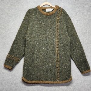 Vintage oversize 100% Wool Sweater Hand Loomed LG winter cottagecore boho hippie